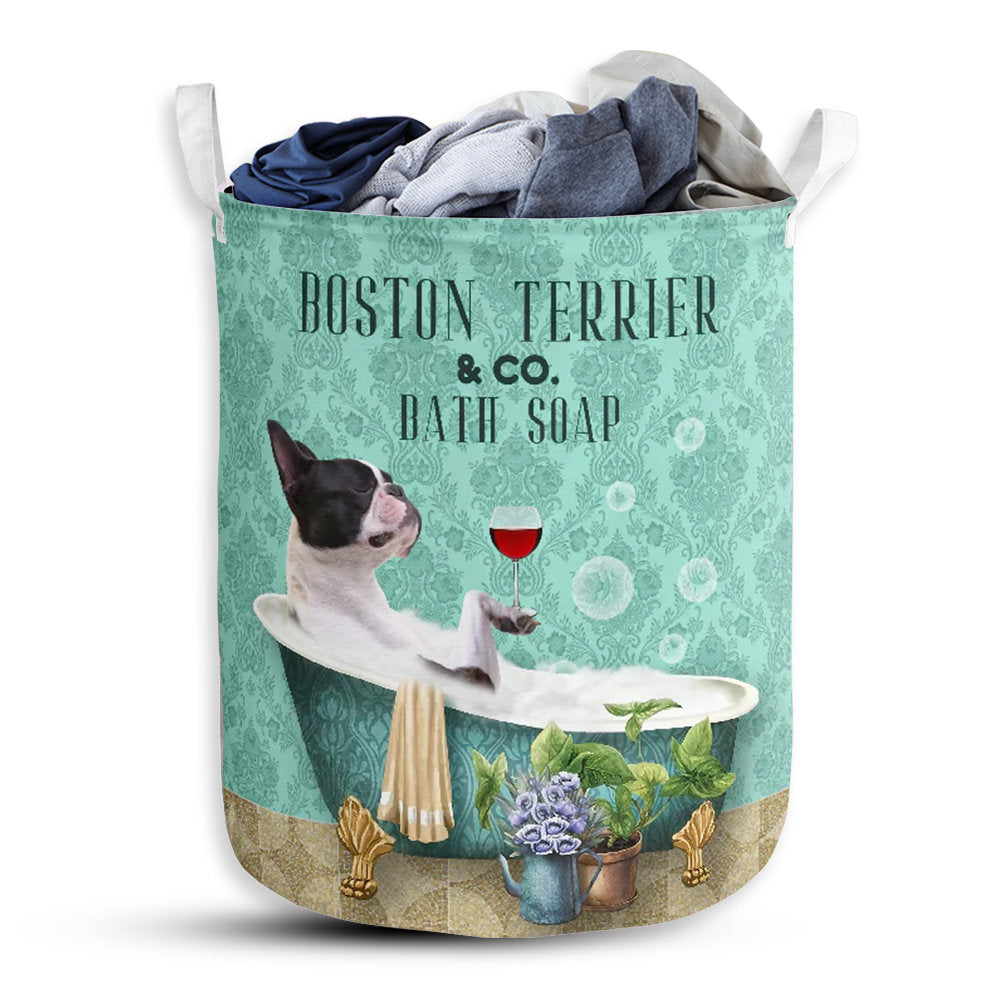 Small Size Boston Terrier And Bath Soap Laundry Basket For Bathroom Bedroom Storage