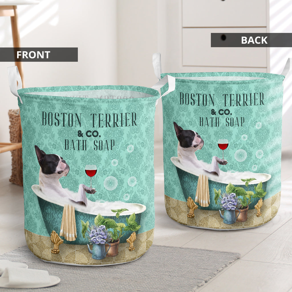 Boston Terrier And Bath Soap Laundry Basket For Room Home Organizer