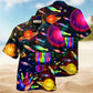 Bowling Space Strike Hawaiian Shirt For Summer Vacation, Beach Travel, And Casual Wear