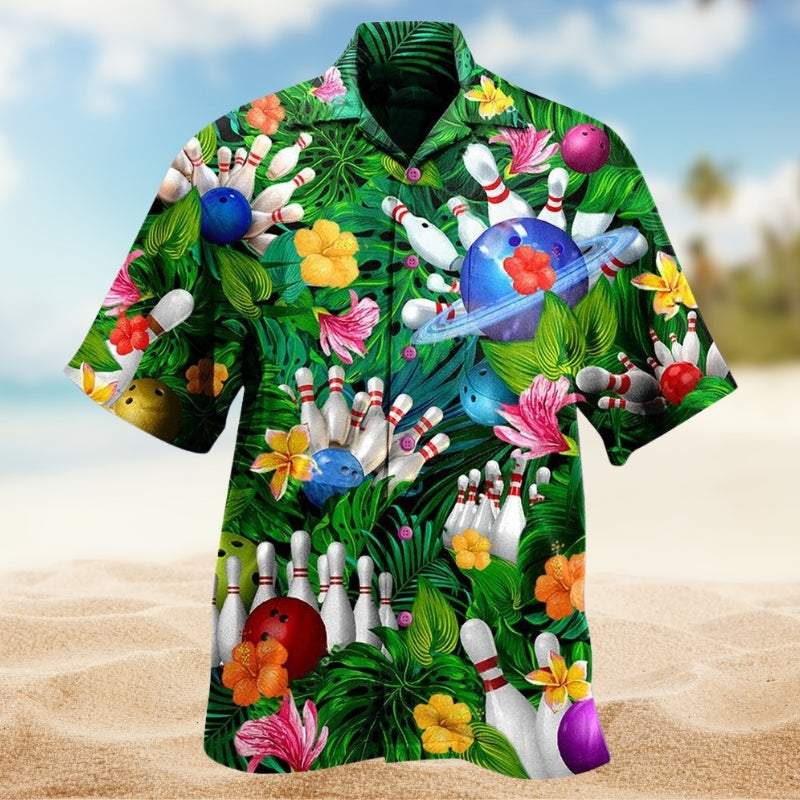 Coastal Bowling Activity Hawaiian Shirt For Tropical Holidays, Outdoor Gatherings, And Everyday Comfort
