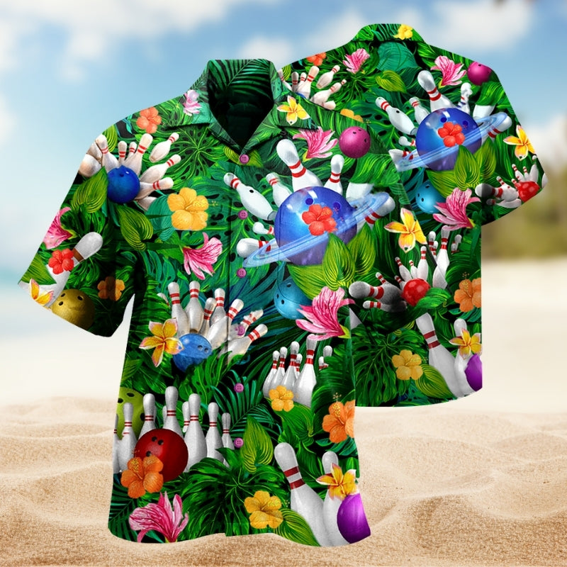 Coastal Bowling Activity Hawaiian Shirt For Tropical Holidays, Outdoor Gatherings, And Everyday Comfort