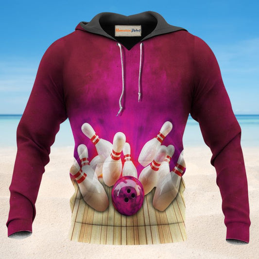 Dark Pink Bowling Hoodie For Hobby Inspired Style Outdoor Adventures And Comfort
