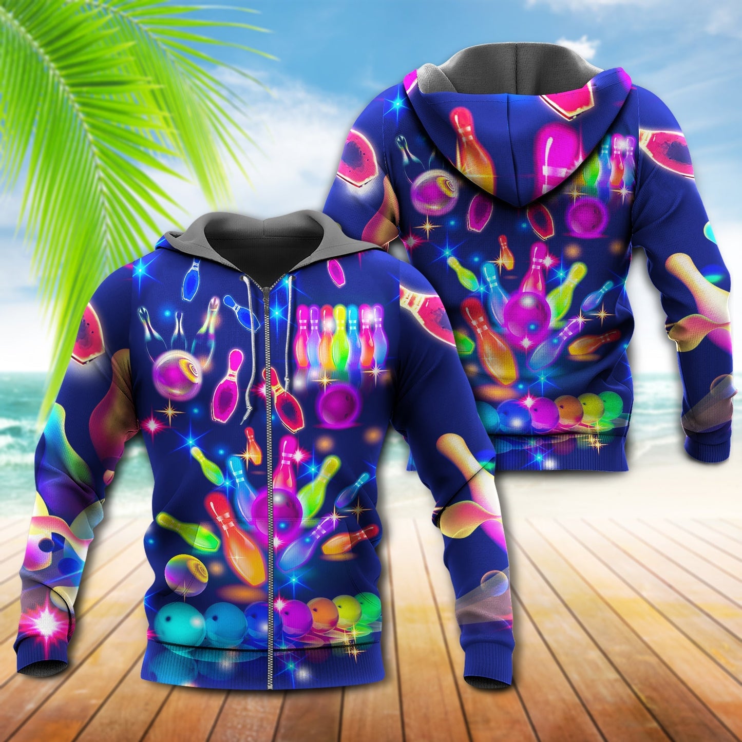Neon Bowling Rainbow Hoodie For Pride Celebrations Travel Adventures And Casual Outfits