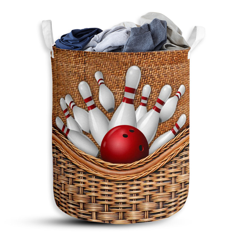 Bowling Rattan Texture Lover Laundry Basket For Bathroom Bedroom Storage
