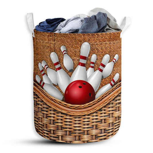Bowling Rattan Texture Lover Laundry Basket For Bathroom Bedroom Storage