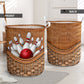 Bowling Rattan Texture Lover Laundry Basket For Room Home Organizer