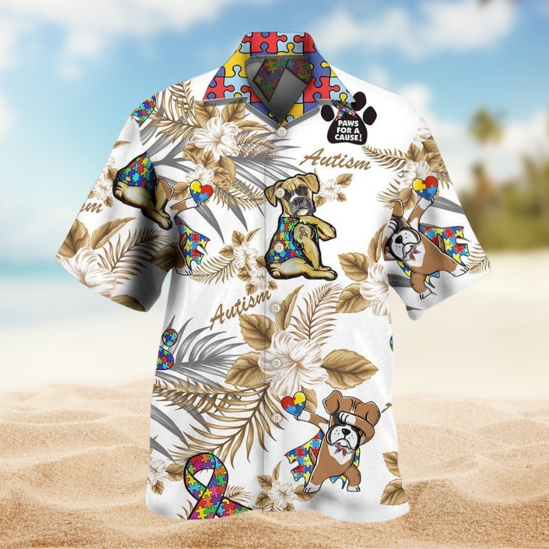 Boxer Autism Awareness Hawaiian Shirt For Island Adventure And Casual Outdoor Style