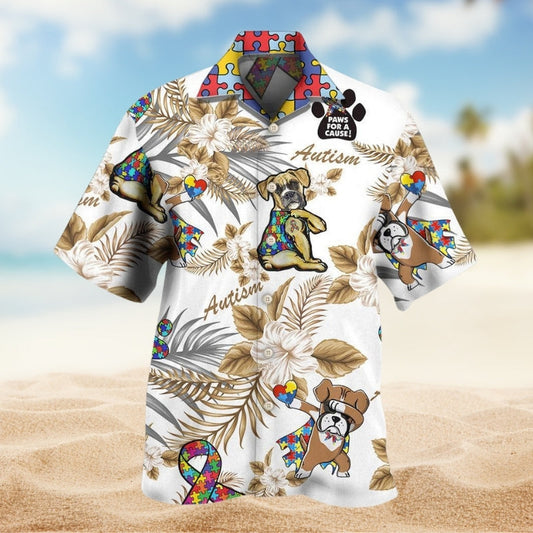 Boxer Autism Awareness Hawaiian Shirt For Island Adventure And Casual Outdoor Style