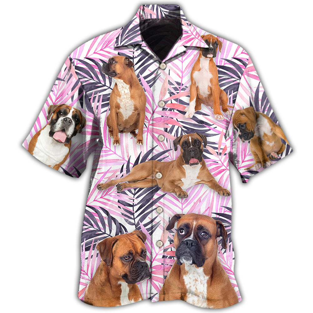 Tropical Boxer Leaf Hawaiian Shirt For Island Getaways, Outdoor Gatherings, And Comfortable Summer Wear
