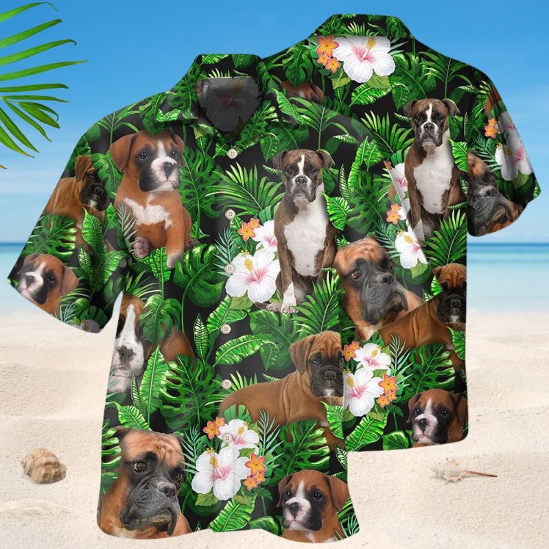 Tropical Boxer Hawaiian Shirt For Summer Vacation, Beach Travel, And Casual Wear