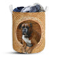Small Size Boxer Dog Bamboo Wave Laundry Basket For Bathroom Bedroom Storage