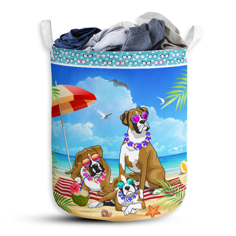 Small Size Boxer Dog Beach Summer Laundry Basket For Bathroom Bedroom Storage