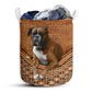 Small Size Boxer Dog Rattan Texture Laundry Basket For Bathroom Bedroom Storage