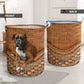 Boxer Dog Rattan Texture Laundry Basket For Room Home Organizer