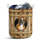 Small Size Boxer Dog Wooden Barrel Laundry Basket For Bathroom Bedroom Storage