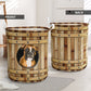 Boxer Dog Wooden Barrel Laundry Basket For Room Home Organizer
