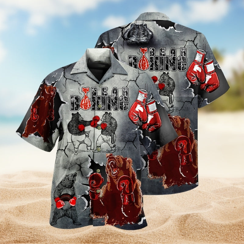 Boxing Bear Hawaiian Shirt For Coastal Getaways, Outdoor Gatherings, And Thoughtful Gift Giving
