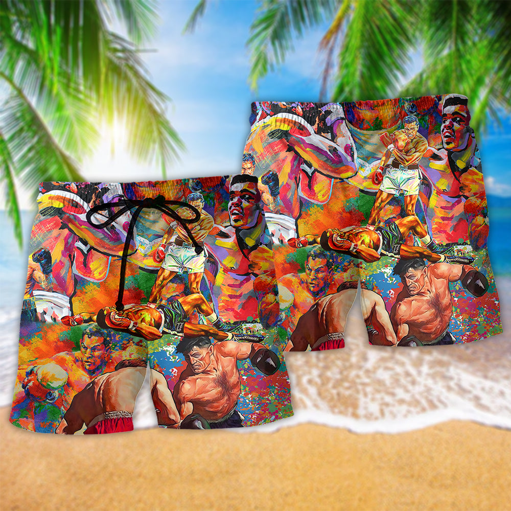 Boxing Motivation Color Beach Shorts Pattern Detail For Poolside Fun And Relaxed Holiday Style