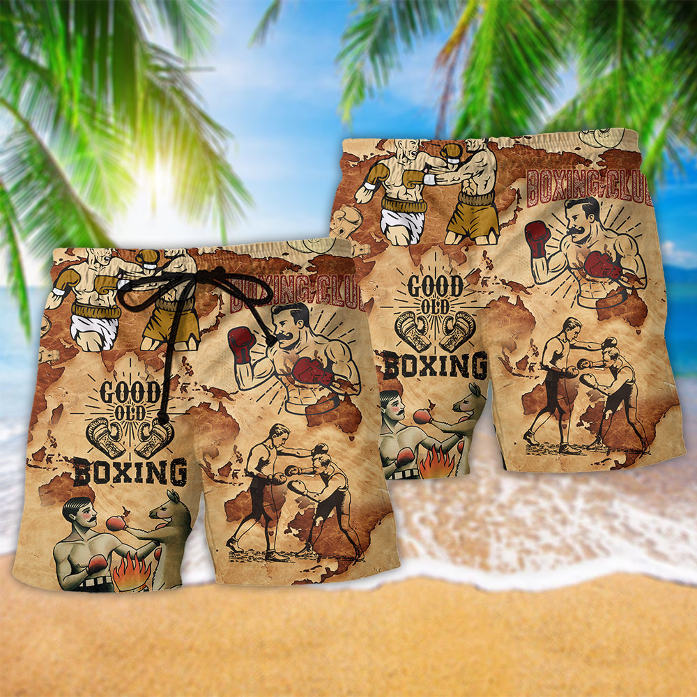 Athletic Boxing Beach Shorts Pattern Detail For Outdoor Activities And Relaxed Casual Style