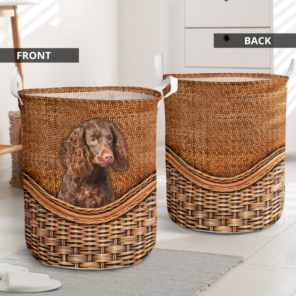 Boykin Spaniel Dog Rattan Texture Laundry Basket For Room Home Organizer