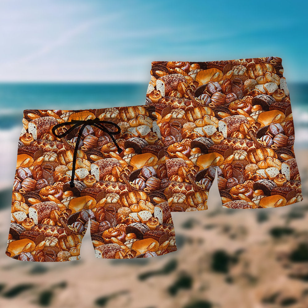Baking Bread Is Life Beach Shorts Design Detail For Casual Warm Weather Outfits