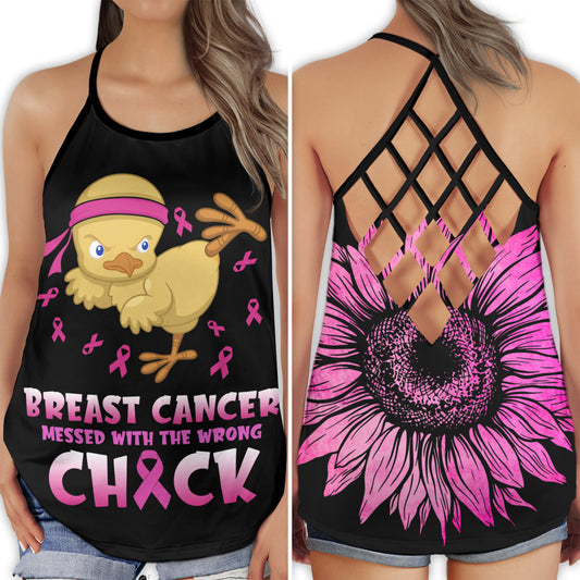 Breast Cancer Awareness Cute Chick Pink Ribbon Hollow Tank Top For Community Events And Positive Support
