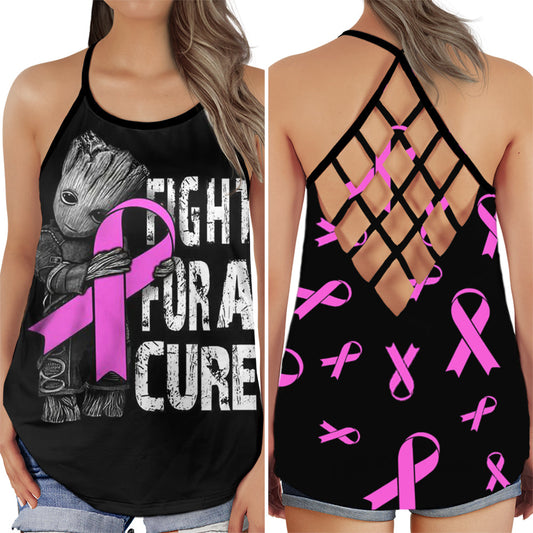 Breast Cancer Awareness Cure Quote Hollow Tank Top For Community Events And Positive Support