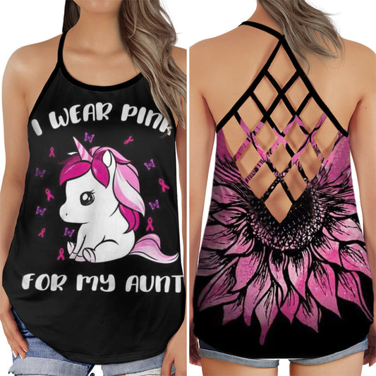 Breast Cancer Awareness Aunt Pink Ribbon Hollow Tank Top For Community Events And Positive Support