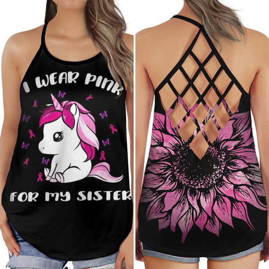 Breast Cancer Awareness Sister Support Hollow Tank Top For Community Events And Positive Support