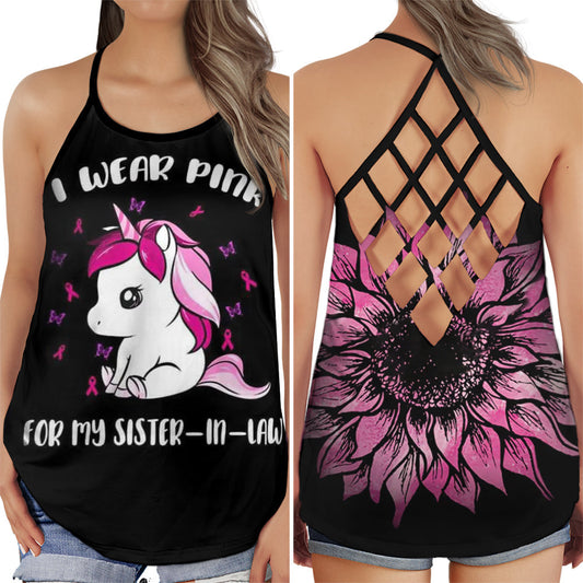 Breast Cancer Awareness Sister In Law Pink Ribbon Hollow Tank Top For Community Events And Positive Support