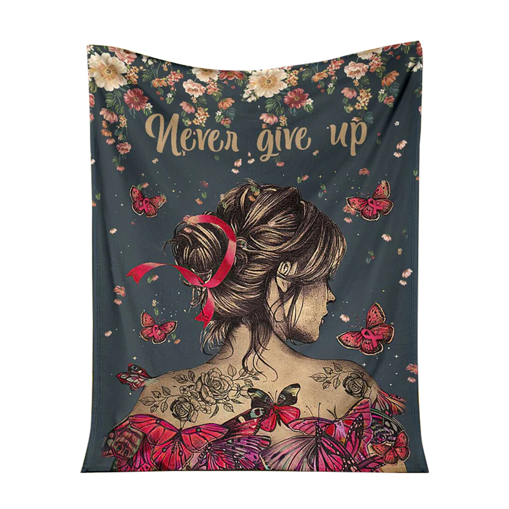 Breast Cancer Awareness Butterfly Flannel Blanket For Cozy Bedroom Sofa Decor