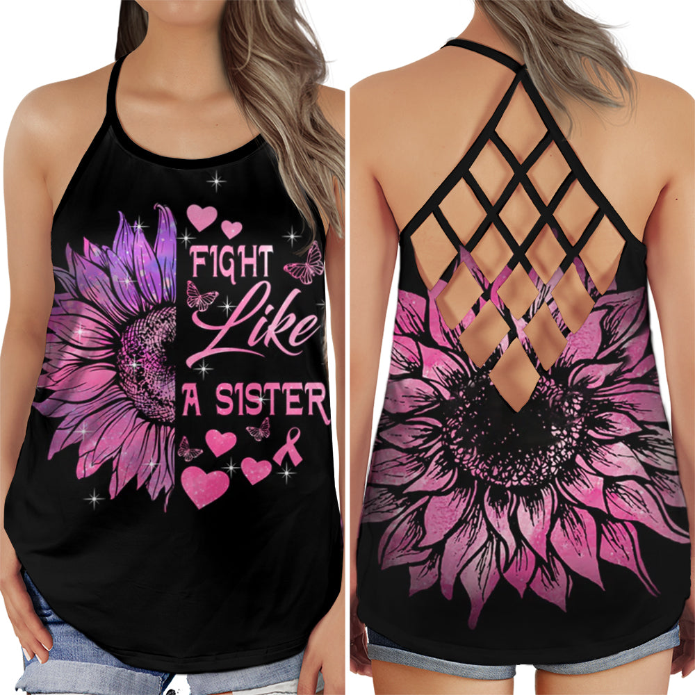 Breast Cancer Pink Ribbon Fighter Hollow Tank Top For Community Events And Positive Support