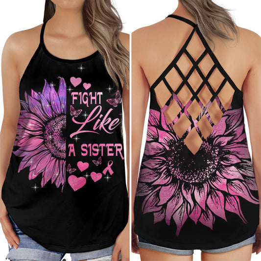 Breast Cancer Pink Ribbon Fighter Hollow Tank Top For Community Events And Positive Support