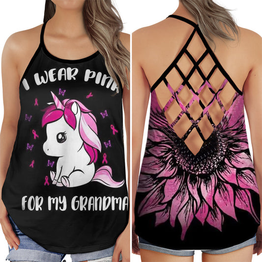 Breast Cancer Awareness Grandma Pink Ribbon Hollow Tank Top For Community Events And Positive Support