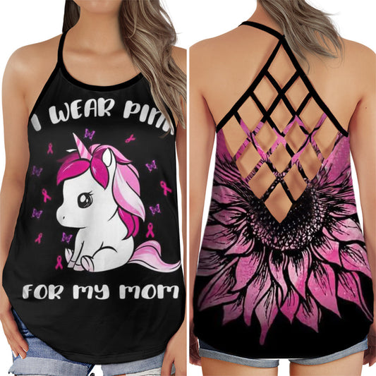 Breast Cancer Awareness Mom Pink Ribbon Hollow Tank Top For Community Events And Positive Support