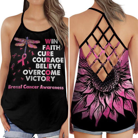 Breast Cancer Awareness Faith Cure Courage Hollow Tank Top For Community Events And Positive Support