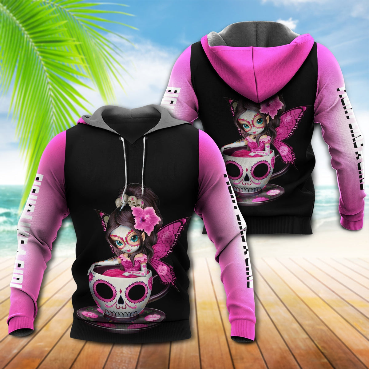 Breast Cancer Awareness Skull Tea Cup Hoodie For Awareness Walks Community Events And Relaxed Outfits