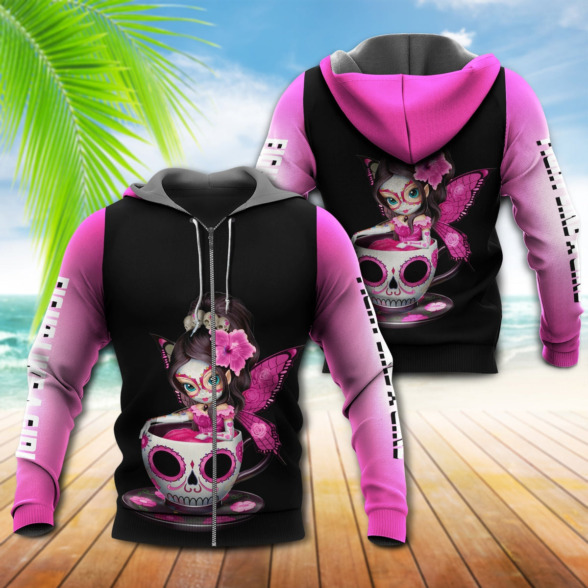 Breast Cancer Awareness Skull Tea Cup Hoodie For Awareness Walks Community Events And Relaxed Outfits