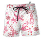 Breast Cancer Pink Ribbon Merry Christmas Beach Shorts For Seasonal Summer Travel