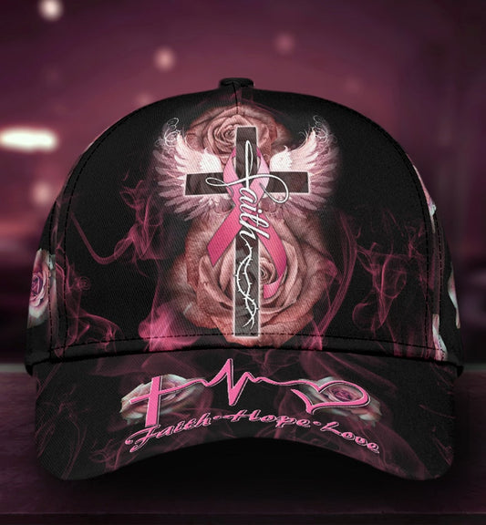 Breast Cancer Rose Cross Classic Cap For Holiday Trips Daily Outfits And Thoughtful Gifting