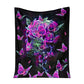 Breast Cancer Awareness Butterfly Flannel Blanket For Cozy Bedroom Sofa Decor