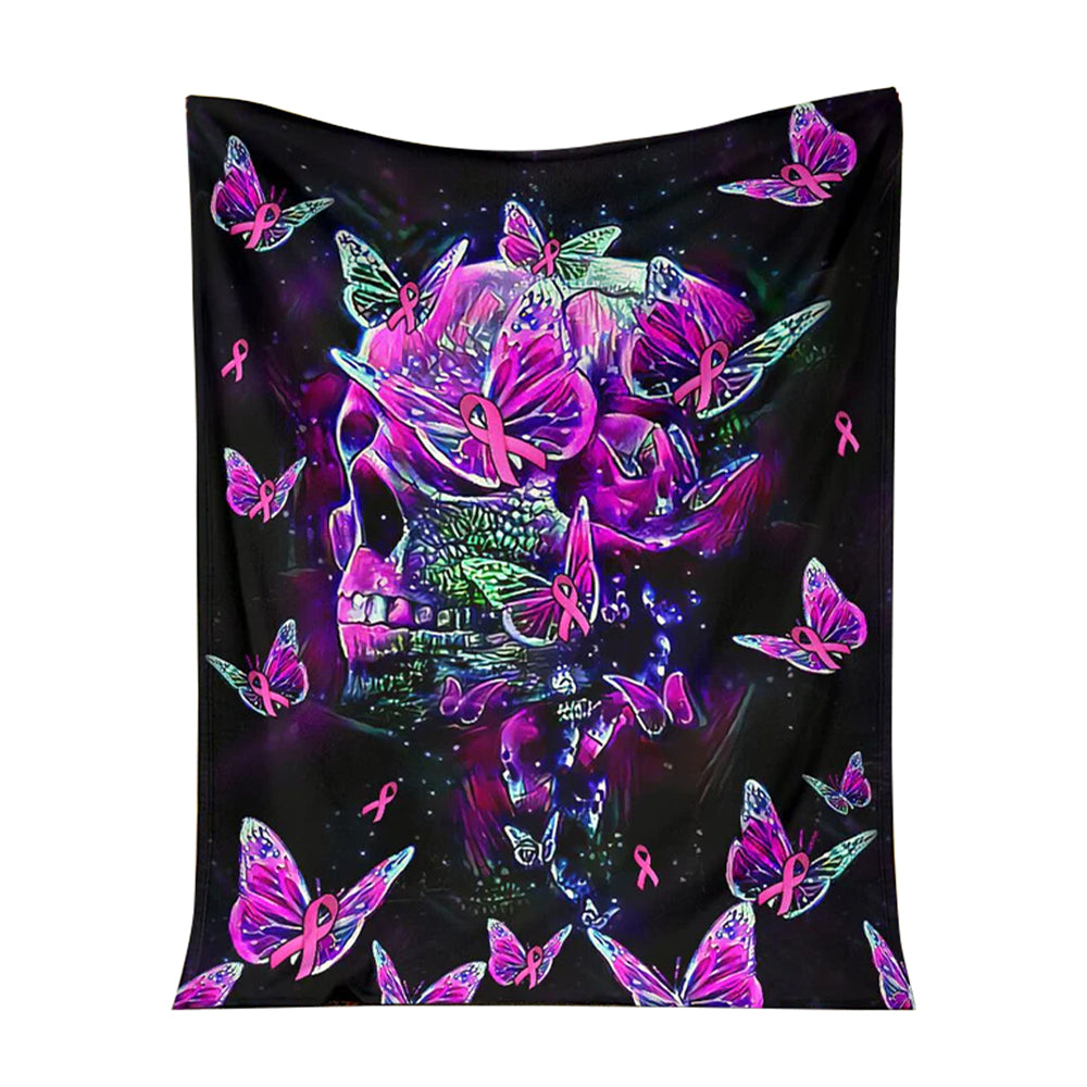 Breast Cancer Awareness Butterfly Flannel Blanket For Cozy Bedroom Sofa Decor