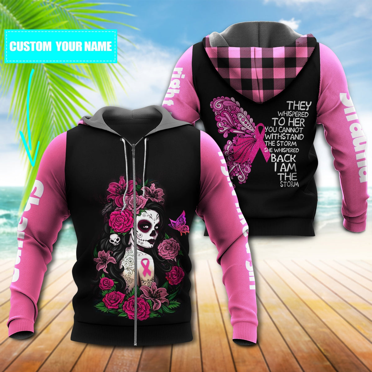 Pink Breast Cancer Survivor Skull Hoodie For Community Gatherings Casual Wear And Meaningful Support