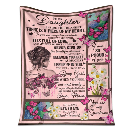 Breast Cancer To My Daughter Breast Cancer Awareness Pink Flannel Blanket For Cozy Bedroom Sofa Decor