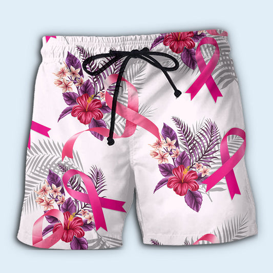 Breast Cancer Awareness Floral Beach Shorts Design Detail For Coastal Escapes And Daily Wear