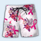 Tropical Floral Breast Cancer Awareness Beach Shorts For Beach Days And Everyday Comfort