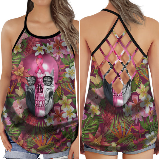Breast Cancer Floral Ribbon Hollow Tank Top For Community Events And Positive Support