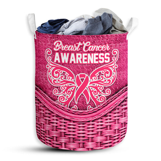 Small Size Breast Cancer Rattan Texture Laundry Basket For Bathroom Bedroom Storage