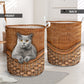 Cat British Shorthair Cat Rattan Texture Laundry Basket For Room Home Organizer