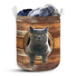 Small Size Cat British Shorthair Cat Wood Vintage Laundry Basket For Bathroom Bedroom Storage
